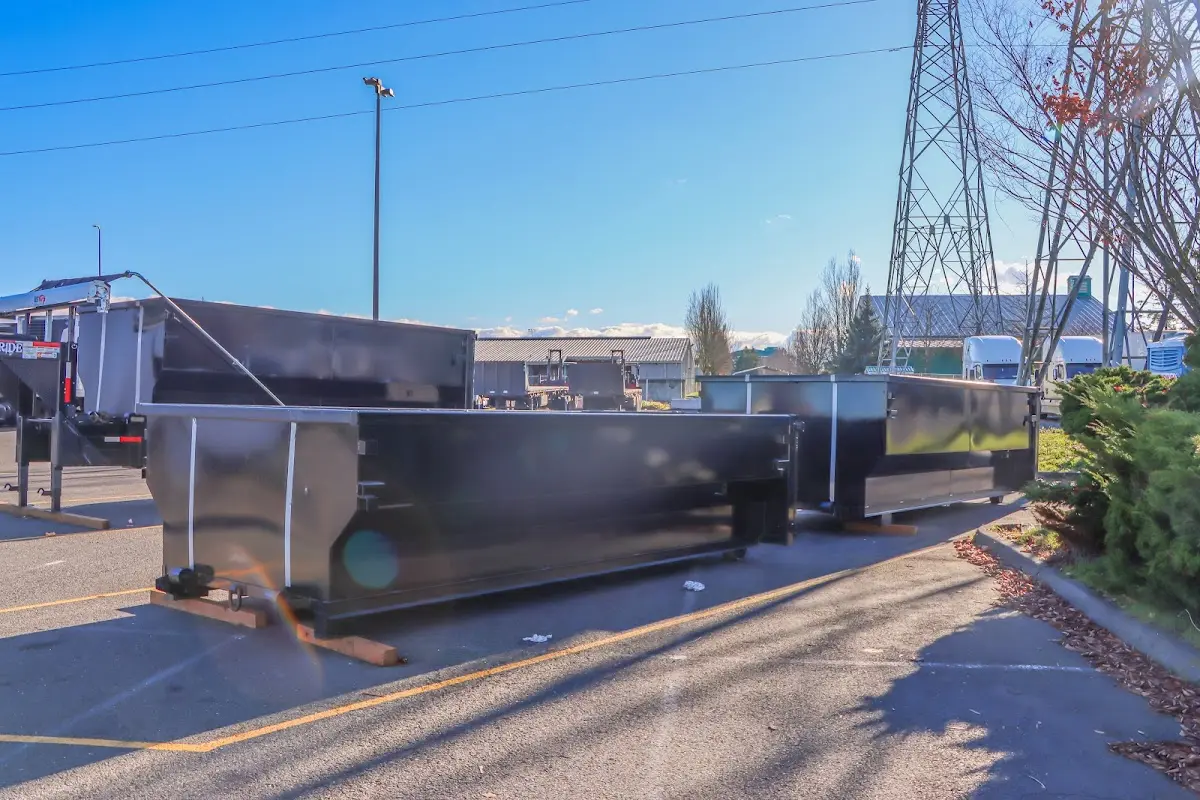 Roll-off dumpster ready for waste disposal at job site for 8 Yard Dumpster Rental in Bullskin